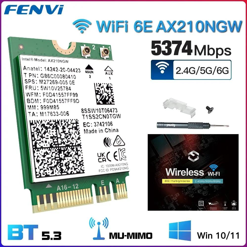 FENVI  5.3  Ʈũ ī, Ʈ PC Win 10/11,  6E ī, AX210NGW, 5374Mbps, 2.4G, 5G, 6GHz, M.2 802.11AX
